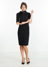 Load image into Gallery viewer, Tie Neck Wool Dress in Black